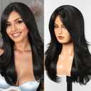 HAIRCUBE Long Synthetic Wig for Women Heat Resistant Natural Looking Hair with Bangs, Perfect for Daily Use, Party & Cosplay (Black)