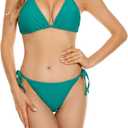 LIZENS Bikini Set for Women Tie Side Triangle String Sexy Swimsuit Womens Black Bikini Bathing Suit Tow Piece Bikinis Sets (Green, S)