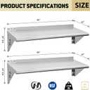 Hally Stainless Steel Shelf 2 Pack Wall Mounted Metal Shelves 12"x36" NSF