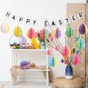 Chiisong 16 Pcs Easter Decorations Eggs Hanging Ornaments Paper Honeycomb Eggs Tree Decorations Magnetic Easter Ornaments for Hunt Basket Party Supplies Indoor Outdoor (Mix Color)