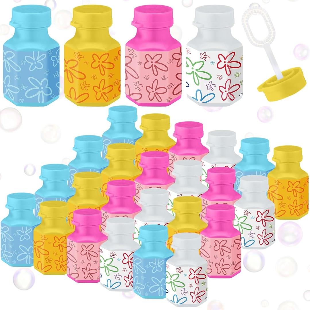 Seenelling 24 Pack Sponge Themed Bubble Wands Cartoon Flower Bubbles Party Favors for Adult Summer Birthday Gifts Ocean Cartoon Party Goodie Bag Stuffers Gifts for Outdoor Wedding Supplies Decorations