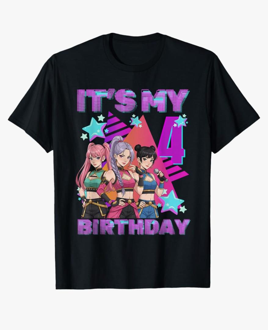 4 Years Old Birthday K pop Kids 4th Birthday Girls K-pop T-Shirt, S