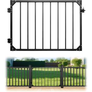 48*32.5in Heavy Duty Adjustable Outdoor Metal Deck Gate with Hinges & Latch, 48in*32.5in