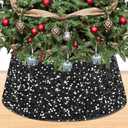 Christmas Tree Collar Red Sequin Tree Skirt Christmas 23.6 Inch Velvet Xmas Tree Stand Collar Sparkle Metallic Tree Ring Box Skirt Christmas Tree Trunk Base Cover for Home Holiday Ornaments