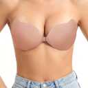 Rosefly Strapless Bras for Women, Sticky Push up, Backless Bra, Invisible Seamless No Show Reusable Stick on for Dress (Beige) C