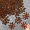 50 Pcs Christmas Rusty Snowflakes Metal Snowflake Decorations for Christmas Metal Snowflakes Ornaments for Winter Indoor Outdoor Xmas Tree Window Room Decorations (Classic)