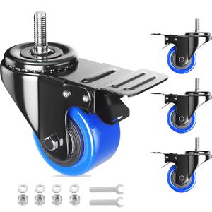 Stem Caster Wheels 2 inch Heavy Duty, Swivel Threaded Stem Mount Casters Set of 4 with American Size UNC 5/16"-18 x 1