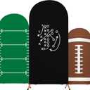 Tingjoo 3 Pcs Green Golf Arch Backdrop Cover for Party 4 Ft-6 Ft Golf Party Decorations Sage Green Spandex Fitted Photo Props Background for Birthday Balloon Wedding Baby Shower(Football), 4 X 1.65 Ft, 5 X 2.1 Ft, 6 X 2.6 Ft