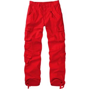 Women's Cargo Pants Quick Dry Casual Military Army Camo Combat Work Casual Pants with Pockets (Size 20, Red)