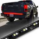 OPT7 Redline Parlux 60" Aluminum Truck Tailgate Light Bar w/Flash Red Turn - Rigid 2-Section Single Row LED Strip, Dynamic Taillight w/White Reverse, Red Running - Fits F150, Silverado, Sierra, Ram