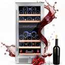 BODEGA 15 Inch Wine Fridge, 30 Bottle Dual Zone Wine Cooler, 41-72℉ Compressor Wine Refrigerator with Tempered Glass Door, Built-in or Freestanding Wine Cooler for Home Kitchen Bar (3.2 cu.ft).