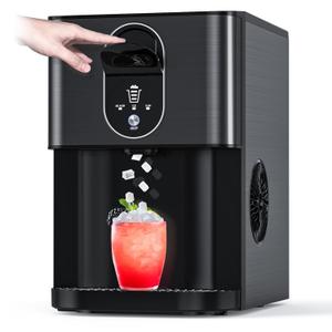Nugget Ice Machine Countertop, 44 lbs/Day Countertop Nugget Ice Maker, Soft Chewable Pellet Ice Maker Machine with Ice Dispenser, 2.4L Removable Water Tank, Ideal for Kitchen/Bar/Office, Black