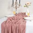 Cheesecloth Table Runner 6 pcs Cheesecloth Table Runner Gauze Fabric for Bridal Wedding Decor Valentines Birthday Party(Pink,80x300cm)