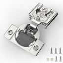 Furniware 50 Pieces 1/2 inch Overlay Soft Close Cabinet Hinges for Face Frame Cabinet, Stainless Steel, 105 Opening Angle, Concealed Self Closing Door Hinges- 3 Way Adjustment