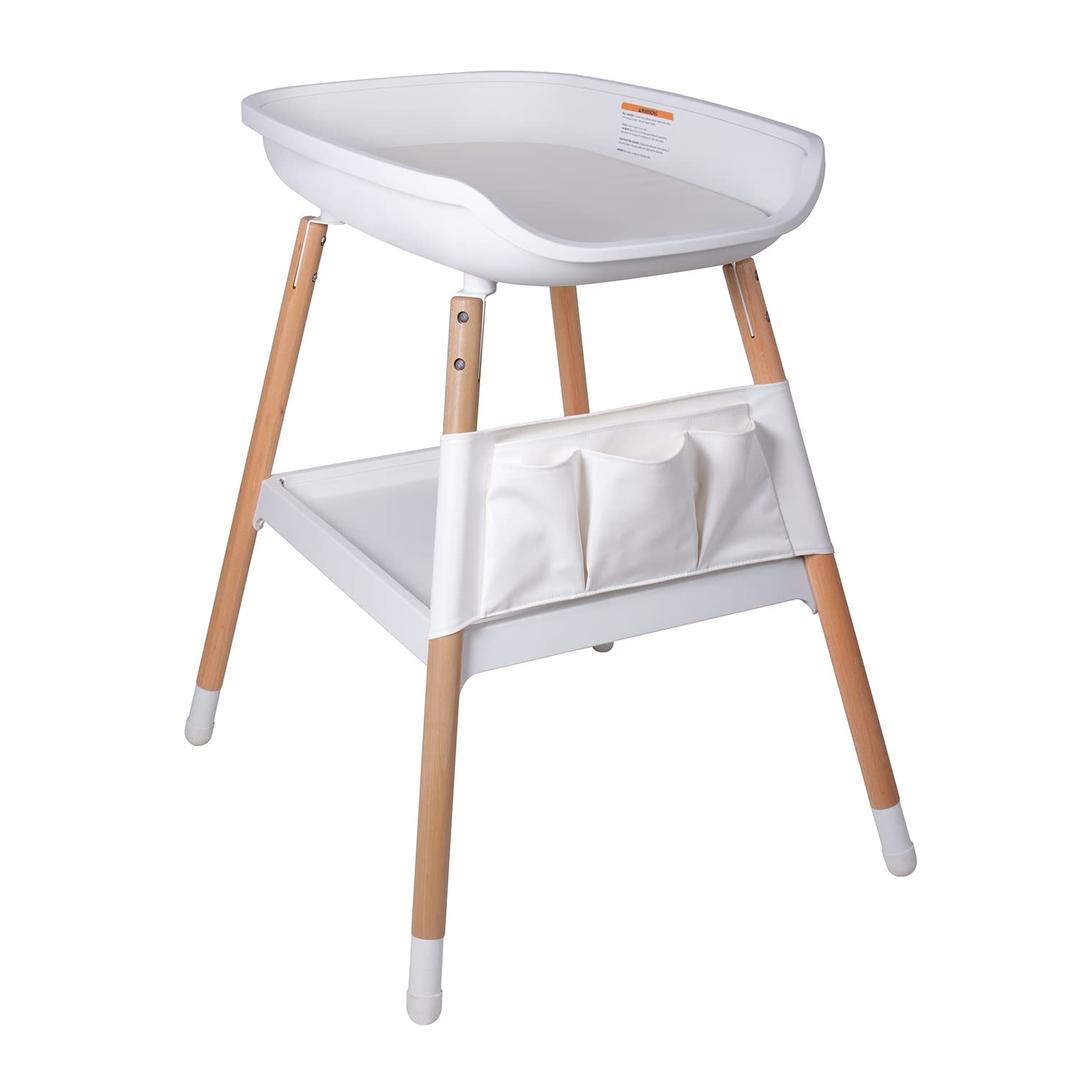 Beberoad Love Baby Changing Table Adjustable Height Nursery Changing Station with Soft Pad, Organizer & Large Storage Shelves Diper Table for Newborns & Infants (White)