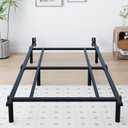 Twin Metal Bed Frame, 7 Inch Low Heavy Duty Platform Bed Frames Twin Size for Box Spring and Mattress, Easy Assembly, Noise-Free, Adjustable, Black