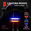 Canway Bicycle Rear Light Red/Blue, Bike Tail Light Rechargeable 168 Lumens Bike Tail Light Battery USB C 500mah 5 Modes Waterproof Safety for Road Mountain Night Riding