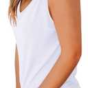 Jescakoo V Neck Tank Tops for Women Casual Sleeveless Shirts Loose Fit Summer (White, XL)
