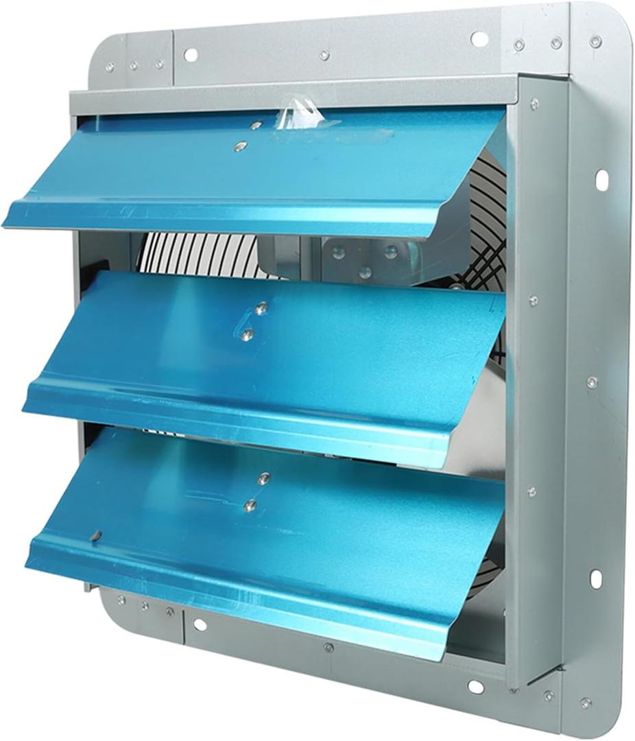 14 Inch Shutter Exhaust Fan, Exhaust Fan Wall Mounted, Automatic Aluminum Shutter Suitable For Garages Basement Attic