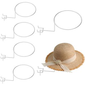 6 PCS Pegboard Hat Holder Hanger, Metal Cap Displayer Wall Mount, Helmet Rack Hat Shelves Organizer for Shop Office Home