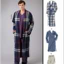 McCall's M8443A Men's Wrap Robe, Pullover Nightshirt and Pull-on Pants Sleepwear Sewing Pattern Kit, Design Code M8443, Sizes S-M-L-XL-XXL-XXXL