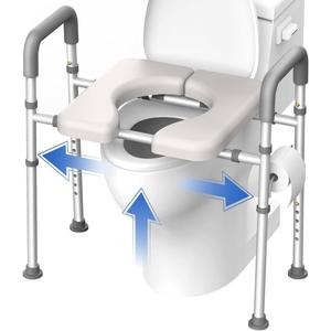 Raised Toilet Seat with Handles - FSA/HSA Eligible Width & Height AdjustableToilet Seat Risers for Seniors, Heavy Duty Handicap Toilet Seat Riser, Fit Any Toilet, Up to 400lbs, Dark Gray