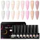 MTSSII Rubber Base Gel Nail Polish Kit with Golden Sequins For Nails, Glitter Sequins Gel Nail Polish Set, Soak Off UV Cured Nail Nail Art Design at Home