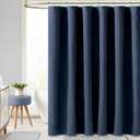 BTTN Navy Blue Shower Curtain - Linen Textured Heavy Duty Waterproof Cloth Shower Curtain Set with 12 Plastic Hooks, Hotel Spa Luxury Simple Decorative Thick Fabric Shower Curtain for Bathroom, 72x72