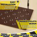 Gisafai 4 Pcs Non Slip Aluminum Stair Treads 30 x 3.75 Inch Metal Nosing Powder Coated Anti Slip Outdoor Stair Treads with Carbon Steel Screws, Easy to Install for Wood Ramp Deck Steps (Brown)