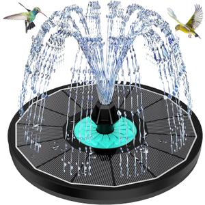 Solar Fountain Cyan Flower, Upgrade 3.5W Solar Bird Bath Fountains, Solar Powered Water Fountain with 7 Nozzles, 4 Fixed Pipes for Hummingbirds, Bird Bath, Garden, Pool, and Pond