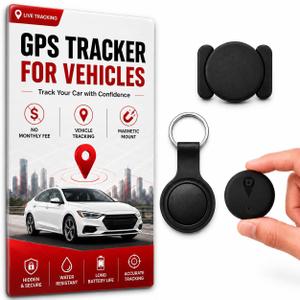 GPS Tracker for Vehicles, No Monthly Fee or SIM Card Needed, Magnetic GPS Locator for Cars, Trucks and SUVs with IP67 Waterproof Case, Precise Location Tracking, 365-Day Battery Life, iOS Only (Black)