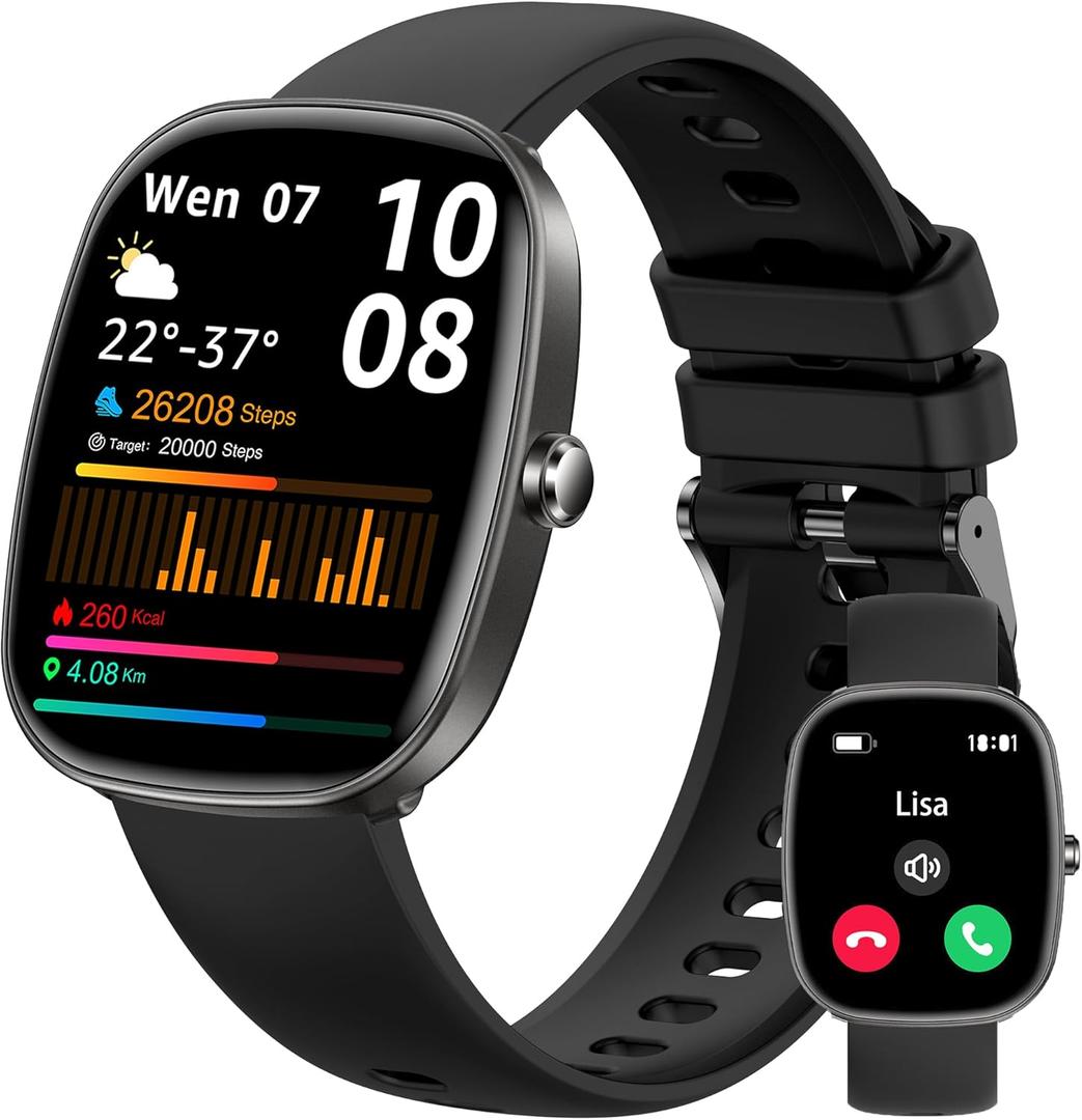 Smart Watch for Men Women Answer/Make Calls,1.83"HD Fitness Watch with Heart Rate/Blood Pressure/SpO2 Monitor/Sleep Tracker,Pedometer, IP68 Waterproof, 123 Sport Modes Fitness Tracker for Android&iOS