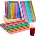 Eaasty 1000 Pcs Colorful Disposable Drinking Plastic Straws Bulk, 0.24'' Diameter and 7.87" Long Plastic Long Disposable Drinking Straws (Multicolor)