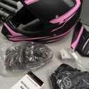 Adult Off-Road Motorcycle Helmet, Dot Approved Full Face Helmet, Equipped with Sun Visor and Detachable Inner Liner, Fashionable and Lightweight Design. (Pink, Medium)