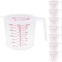 8 Pcs 4 Cup Capacity Plastic Measuring Cup, 32 Oz/1000 ml Clear Graduated Measuring Cups Plastic Mug with Spout and Handles Ounce and Ml Cup Marking for Recipe Ingredient, Flour, Water, Liquid
