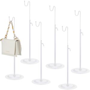 Therwen 6 Pcs Bag Display Stands Purse Display Stand Adjustable Height Handbag Holder for Home Boutique Store Counter Retail(White)