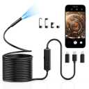 Endoscope Camera with Light, 1920P HD Borescope with 8 LED Lights, 33 FT Semi-Rigid Snake Inspection Camera, IP67 Waterproof Drain Pipe Borescope Mens Tool for iOS and Android