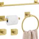Lairuier 5-Piece Brushed Gold Bathroom Hardware Set, Bathroom Accessories Set with Towel Bar, Toilet Paper Holder and 2 Towel Hooks SUS304 Stainless Steel Towel Bar Set Wall Mounted