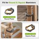 Retractable Baby Gate for Stairs & Banister, 55" Wide Mesh Dog Gate, One-Handed Dual Lock Safety Gate for Kids & Pets, Fits Round & Square Posts (Gray)
