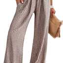 ANRABESS Womens Striped Gingham Palazzo Pants | Wide Leg Smocked High Waisted Pajama Pants, Lounge & Casual, Summer Fall Cute Pants with Pockets (Black, S)