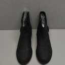 Veittes Women's Ankle Boots - Classic Side Zip, Cover with Buckle Strap, Comfortable Platform, Round Toe, Low Chunky Heel Comfort Slip On Fashion (Black/Dark Brown/Grey) Boots, 7