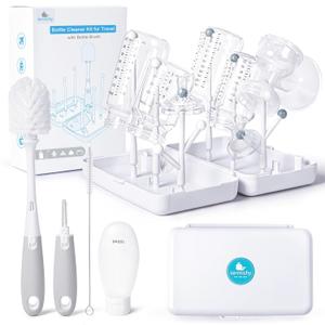 Termichy Travel Bottle Cleaning Kit: Portable Drying Rack & Brush Set for Working Moms - Compact Baby Essentials for Hotel & Camping