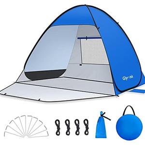 Glymnis Pop Up Beach Tent Beach Shade Tent for 1-4 Persons Sun Shelter UPF 50+ Enclose Zipper Door Portable Easy Up Beach Tent
