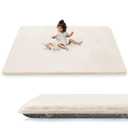 1.5" Thick Baby Play Mat for Floor, 59x79 Playpen Mat, Pro Soft Flannel Foam Mats Toddler Infant Kids Crawling for Nursery Rug Playroom Living Room Waterproof Easy Care Non-Slip (Beige)