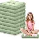 Fumete 8 Pcs Square Floor Pillows for Kids and Adult 16''x16'' Flexible Seating Floor Cushion for Classroom Multicolor Meditation Cushions for Home Daycare Preschool Yoga Meditation (Green)