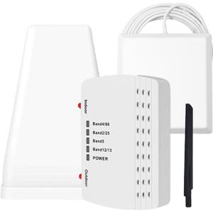 Cell Phone Booster for Home, Up to 6000 Sq.Ft,Cell Phone Signal Booster with 2 Indoor Antennas for Band 66/2/4/5/12/17/13/25