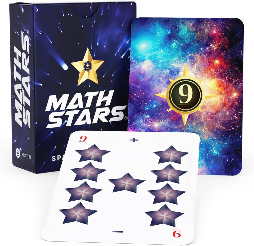 Math Stars Math Learning Cards  Guided Addition & Subtraction Practice for Teen & Adult Learners (Ages 13+), Instructional Math Study Tool by Briston