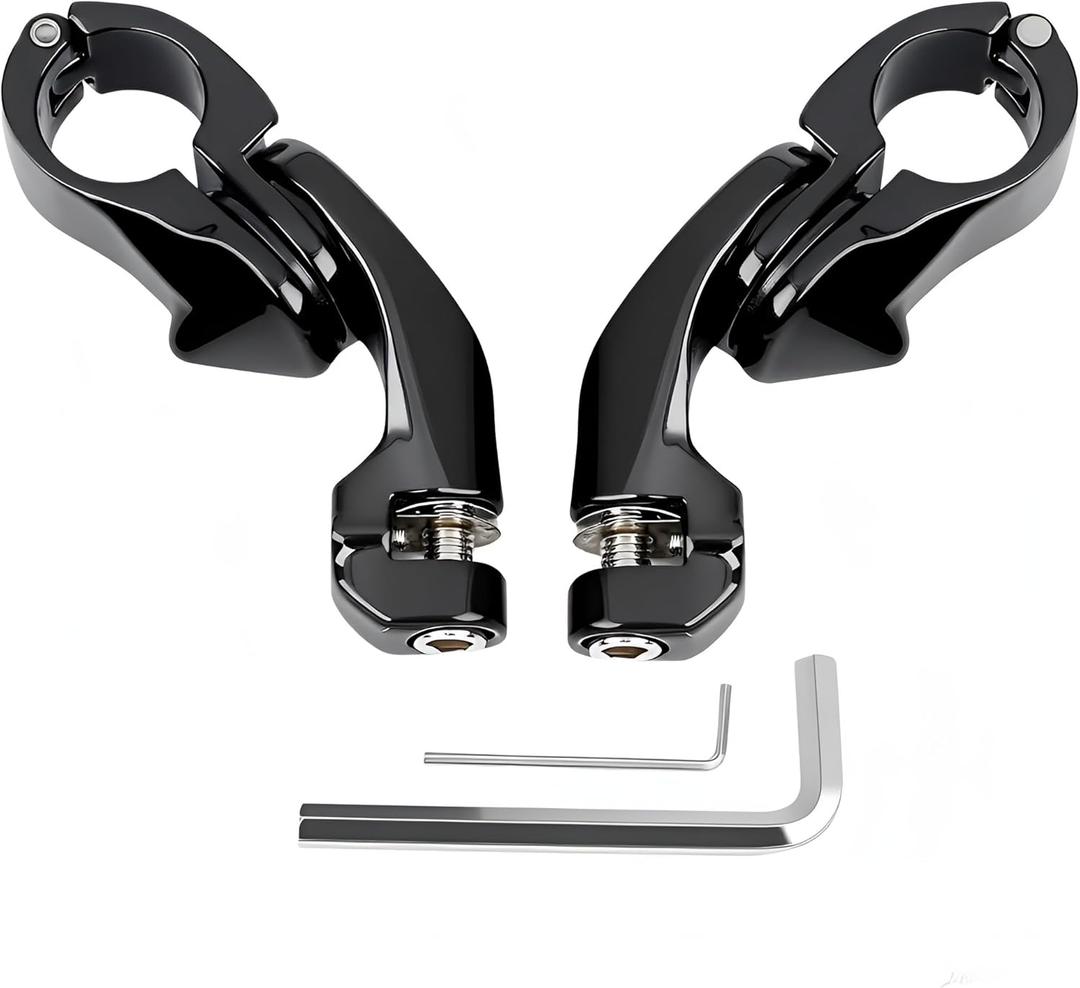 1-1/4" 32mm 1.25" Short Angled Adjustable Highway Peg Mount Kit Compatible with Harley Road King/Street Glide/Fat Boy/Iron 883 (Black#Clamps)