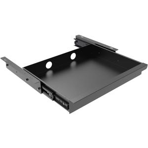 Under Desk Mounted Sliding Pull-out Drawer W 19.2" x D 13.4" Office Desk Storage Organizer for Sit Stand Workstation, Metal, Black (Large)