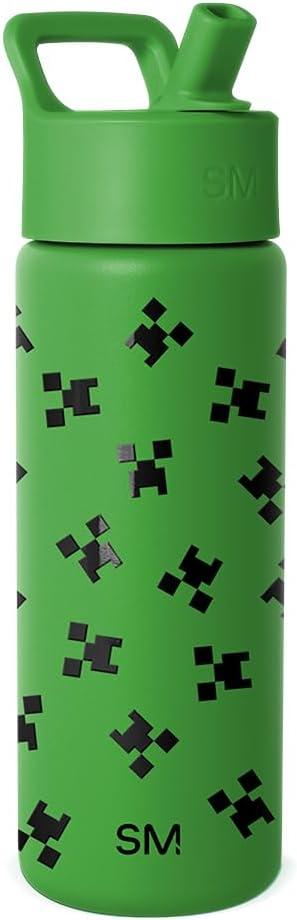 Simple Modern Summit Water Bottle with Straw Lid | Minecraft 18oz Stainless Steel Cup Insulated Tumbler for Girls, Boys, School | Minecraft Creeper
